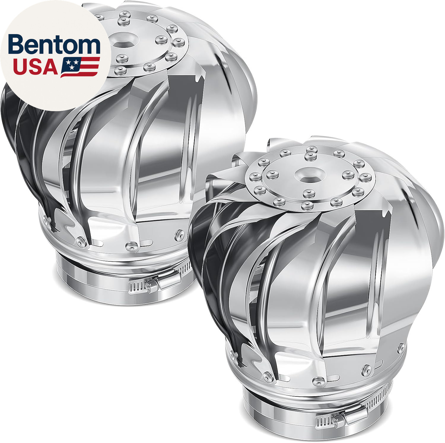 2 Pack 4 Inch Turbine Vent Stainless Steel 201 Non Power Wind Turbine Roof Venti gallery