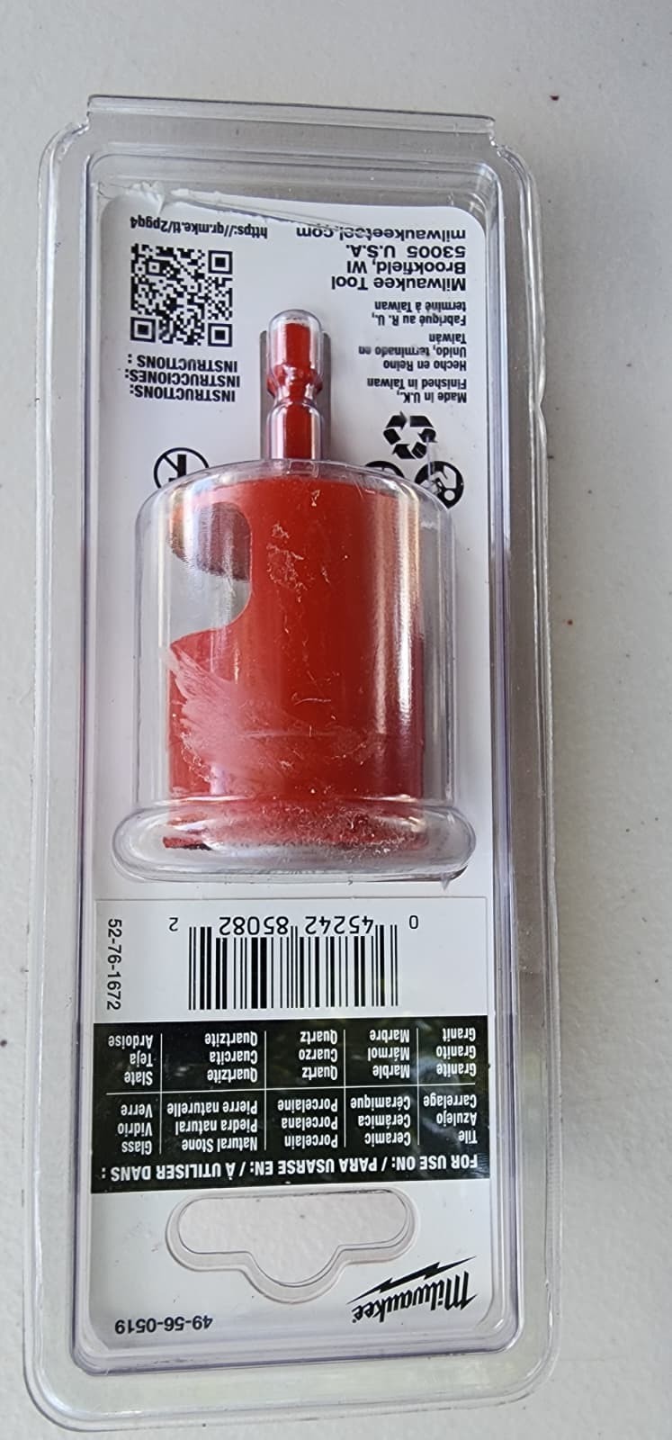 Milwaukee 1 in. Diamond Max Hole Saw Model # 49-56-0517 glass tile granite gallery
