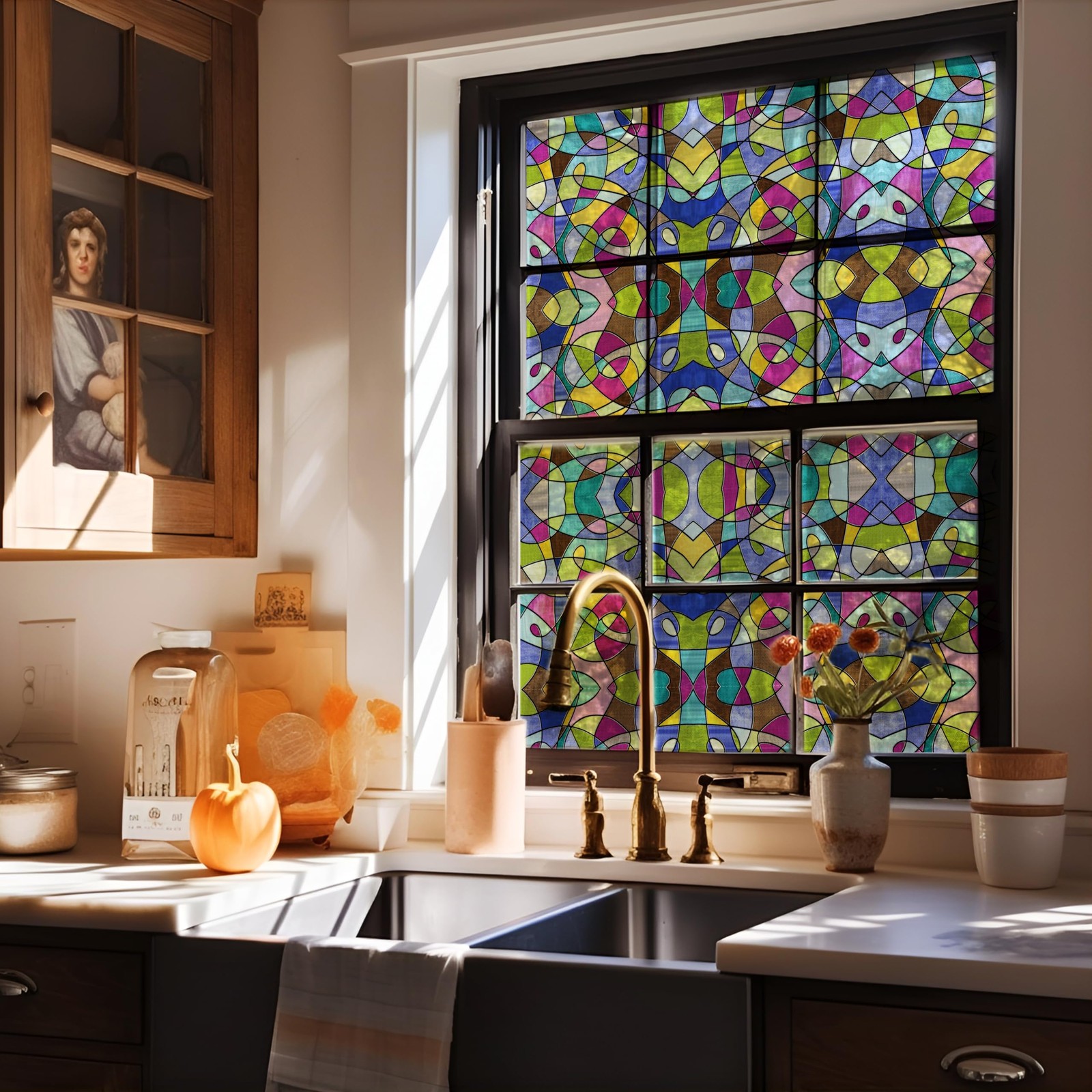 AMAZING WALL Stained Glass-Style Abstract Pattern Frosted Window Film-Bright ... gallery