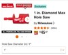 Milwaukee 1 In. Diamond Max Hole Saw 49-56-0517 Brand New Sealed Fast Shipping gallery
