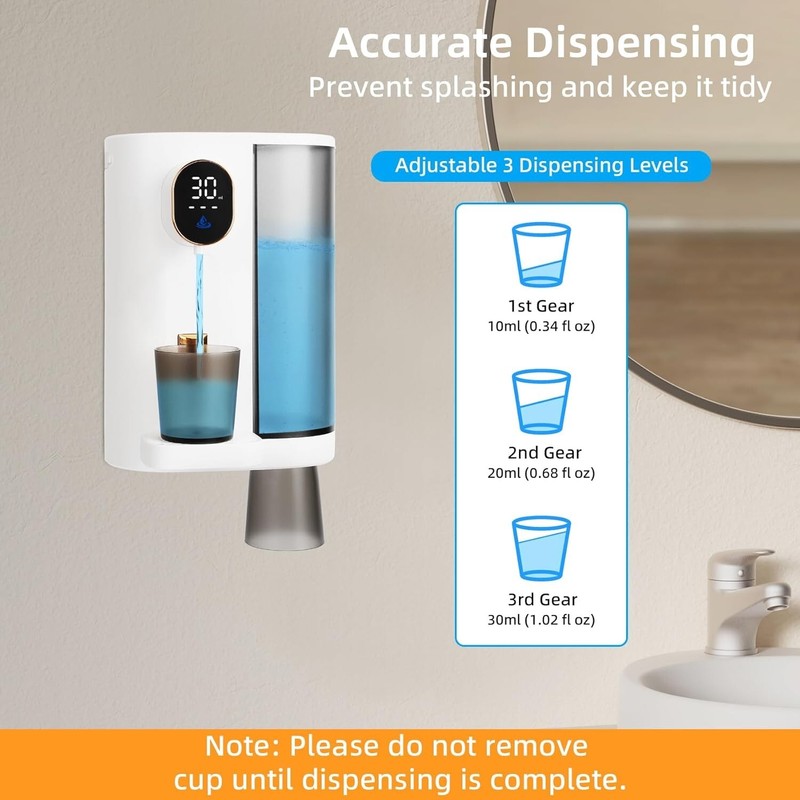 Automatic Mouthwash Dispenser Touch-Control Levels Wall Mounted Rechargeable gallery