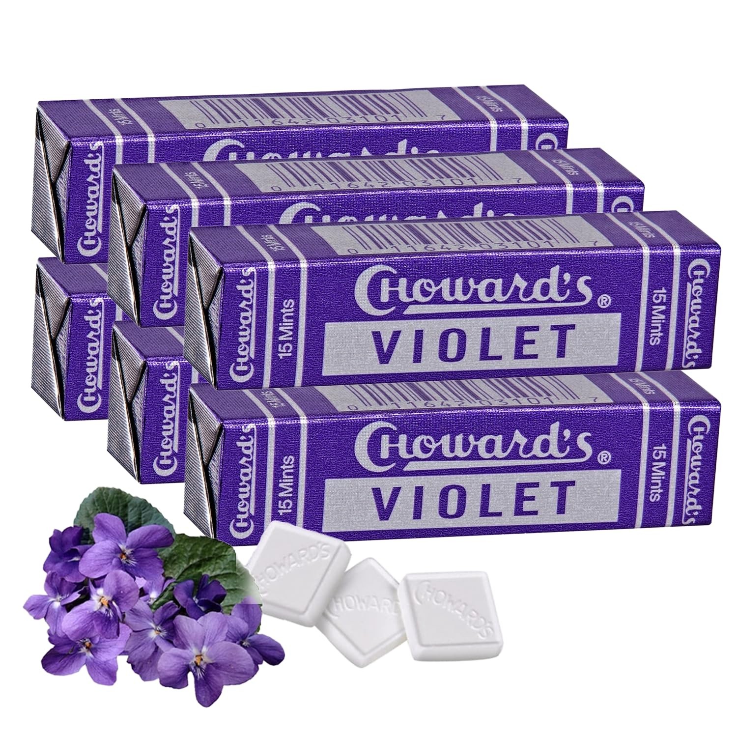 Choward's Violet Mints Candy | Bold 15 Count (Pack of 6), Blue,Red,Violet gallery