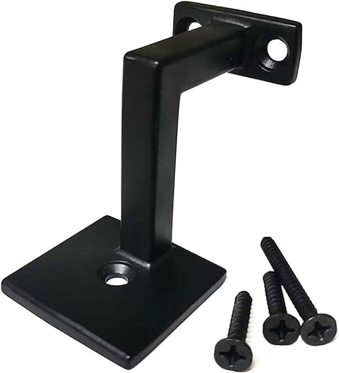 Handrail Bracket Square with Mounting Screws - Set of 5 - (Satin Black) gallery