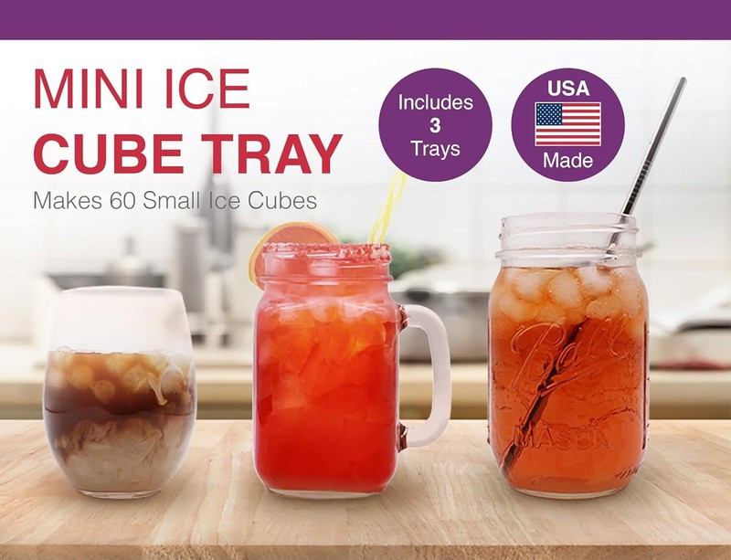 Arrow Small Ice Cube Trays for Freezer, Ice Coffee and Blenders, 3 Pack, 60 Mini gallery