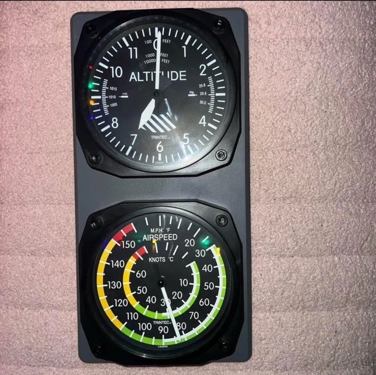 Trintec Aircraft Altimeter Clock & Airspeed Thermometer Panel gallery