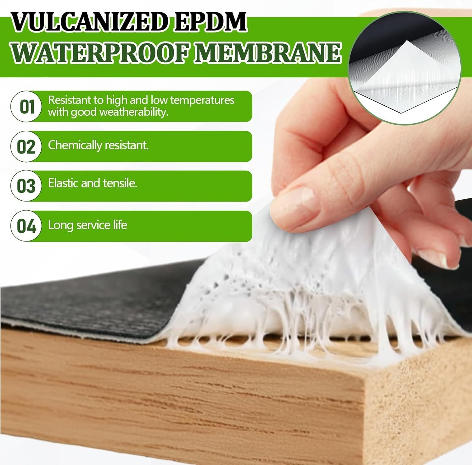 Self-Adhesive EPDM Rubber Roofing Membrane, 39" x 15' Waterproof Underlayment gallery
