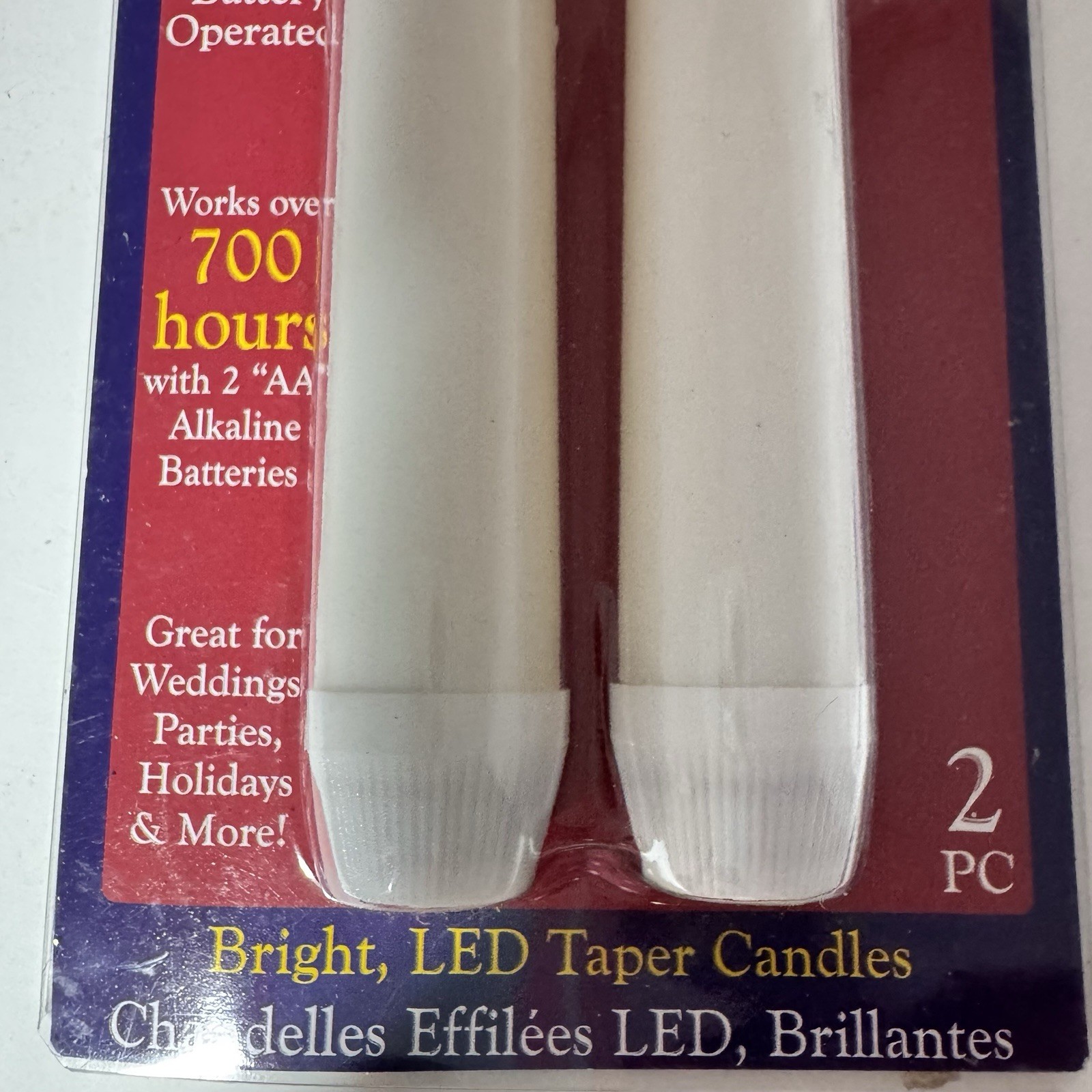 Darice LED Candles 2 Flicker Bulb Drip White 700 Hours W/2AA Batteries Sealed gallery