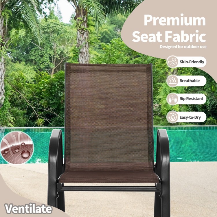 2 Pcs Backyard Rocking Chair Set & Breathable Seat Fabric Heavy Duty Metal Frame gallery