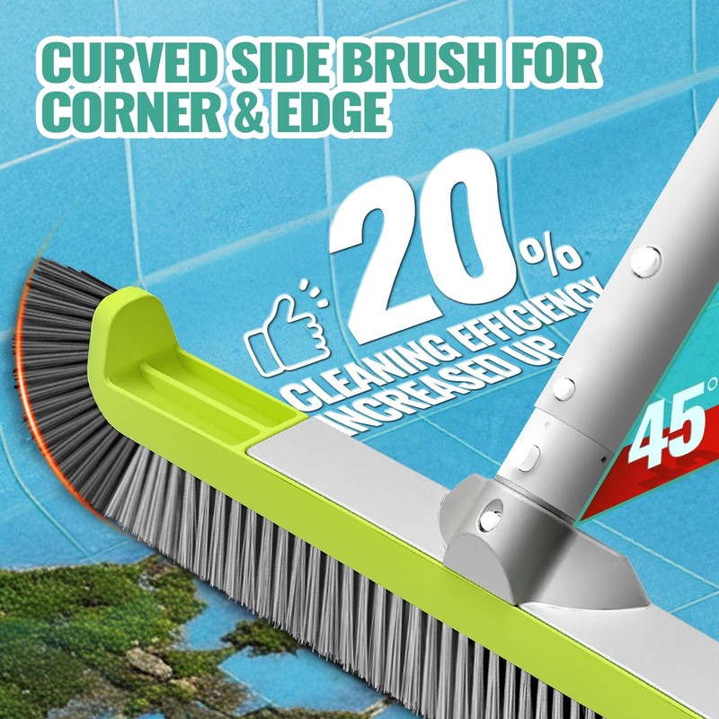 18" Pool Brush Head for Cleaning Walls, Curved Ends for Tile & Vinyl Pools gallery