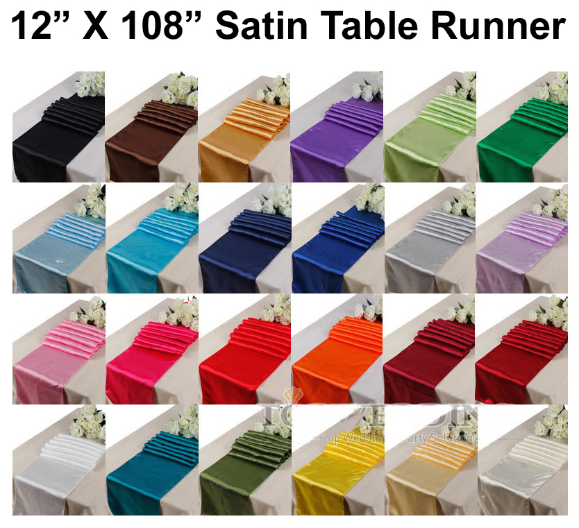 20pcs Wedding 12 X 108 inch Satin Table Runner Banquet decoration FREE SHIPPING gallery