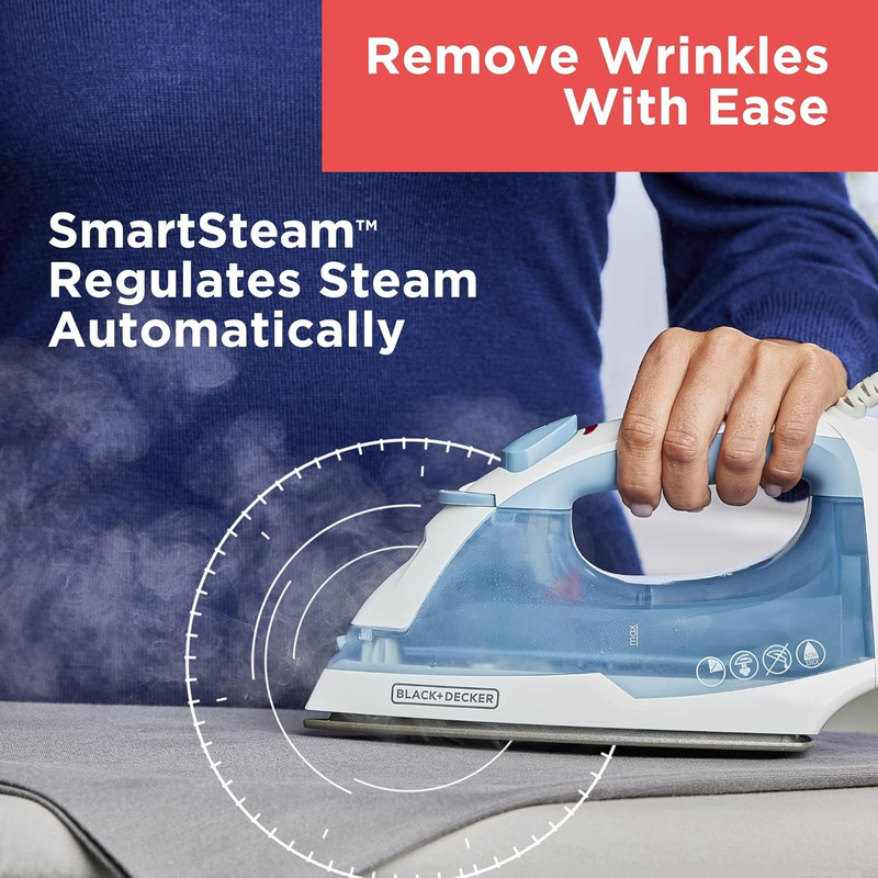 BLACK+DECKER Easy Steam Compact Iron for Clothes, Automatic Shutoff, Nonstick Pl gallery