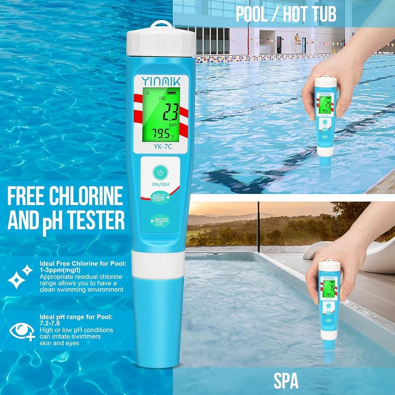 in 1 Chlorine Meter Digital Chlorine pH Tester Salt pH Meter for Saltwater Pool gallery