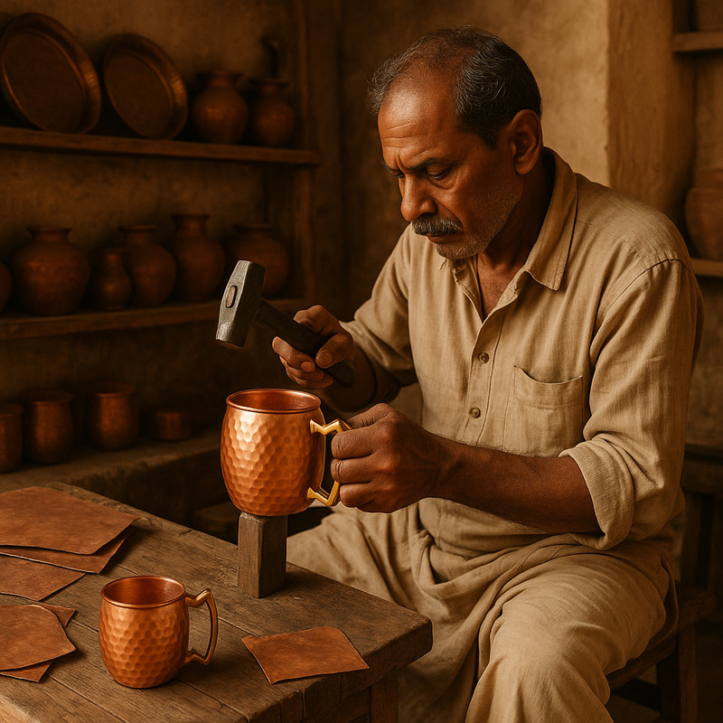 100% Handmade 16oz Solid Copper Mule Mug – Barrel Shaped Mug with Brass Handle gallery