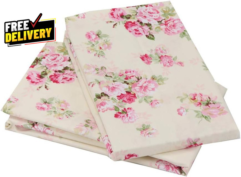 2 Piece Queen Size Pillow Cases 100% Cotton Red Floral Pillow Covers with Env... gallery