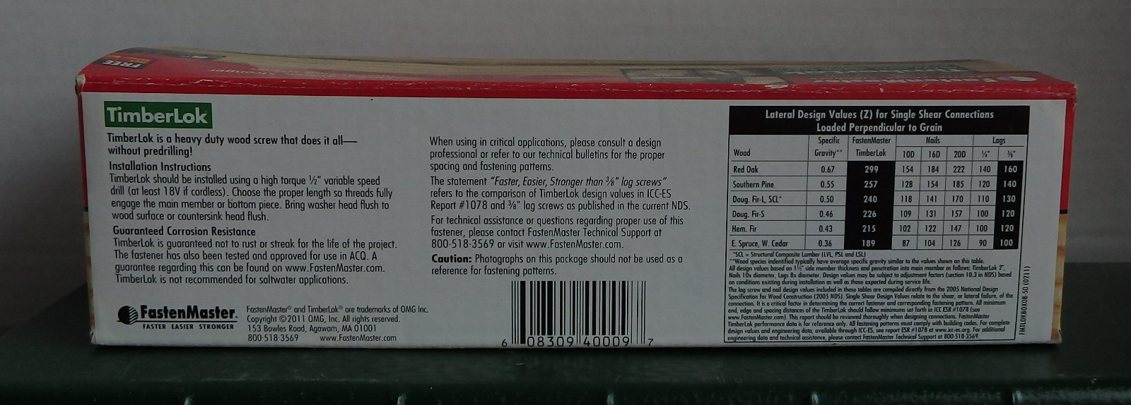 FastenMaster TimberLOK 8 in Structural Wood Screw(40Screws)WithHEX DRIVER BIT gallery