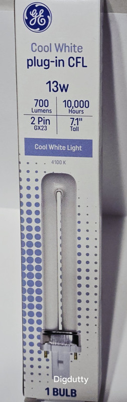 5 pcs -GE Cool White 2-Pin 13W plugin CFL 700 Lumens 10K Hours GX23 Base 7.1" gallery