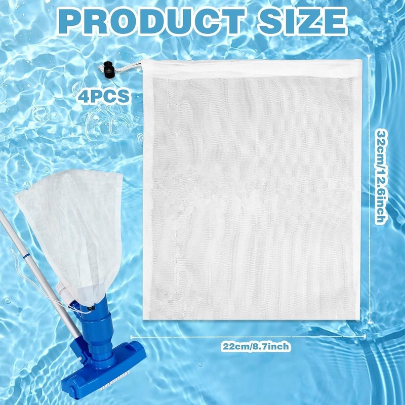 4 PCS Pool Vacuum Replacement Mesh Bag, Fine Mesh Filter Bags Pool Cleaner Bag S gallery