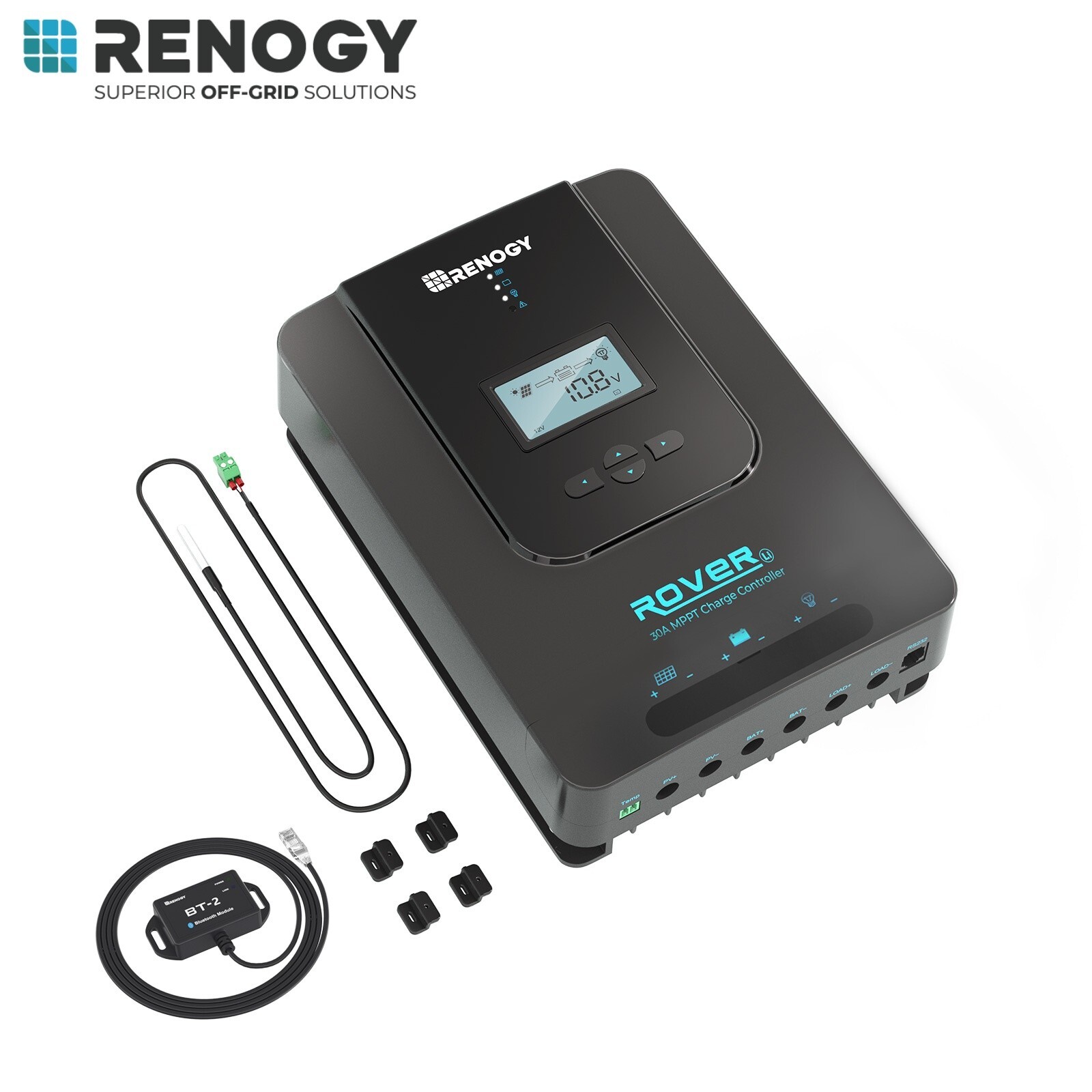 Renogy Rover 30A 12V/24V MPPT Solar Charge Controller LCD Regulator w/Bluetooth gallery