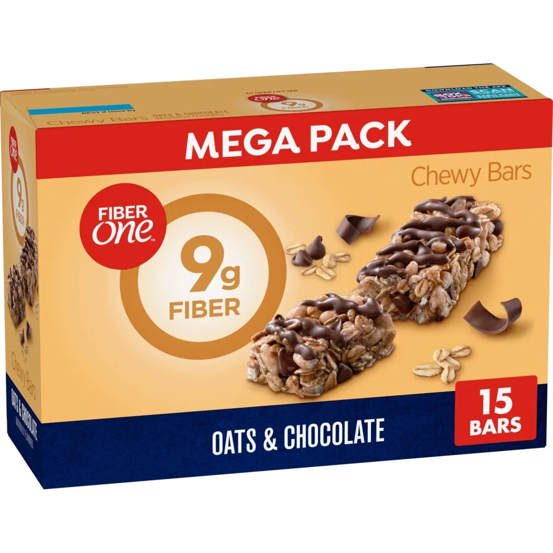 Fiber One Chewy Bars, Oats & Chocolate, Fiber Snacks, Mega Pack, 15 ct gallery