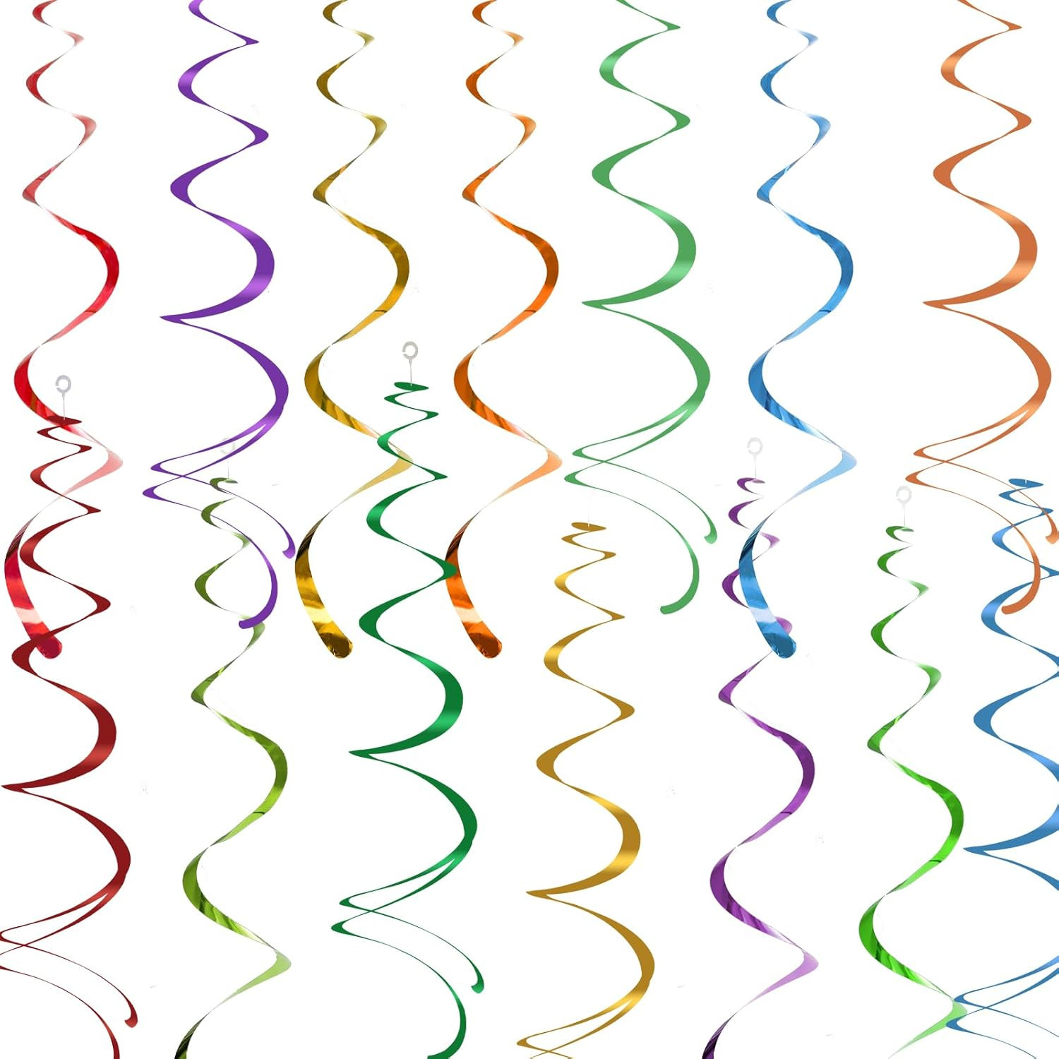 Colorful Ceiling Swirl Foil Decorations Hanging Plastic Streamer Themed Swirl Pa gallery