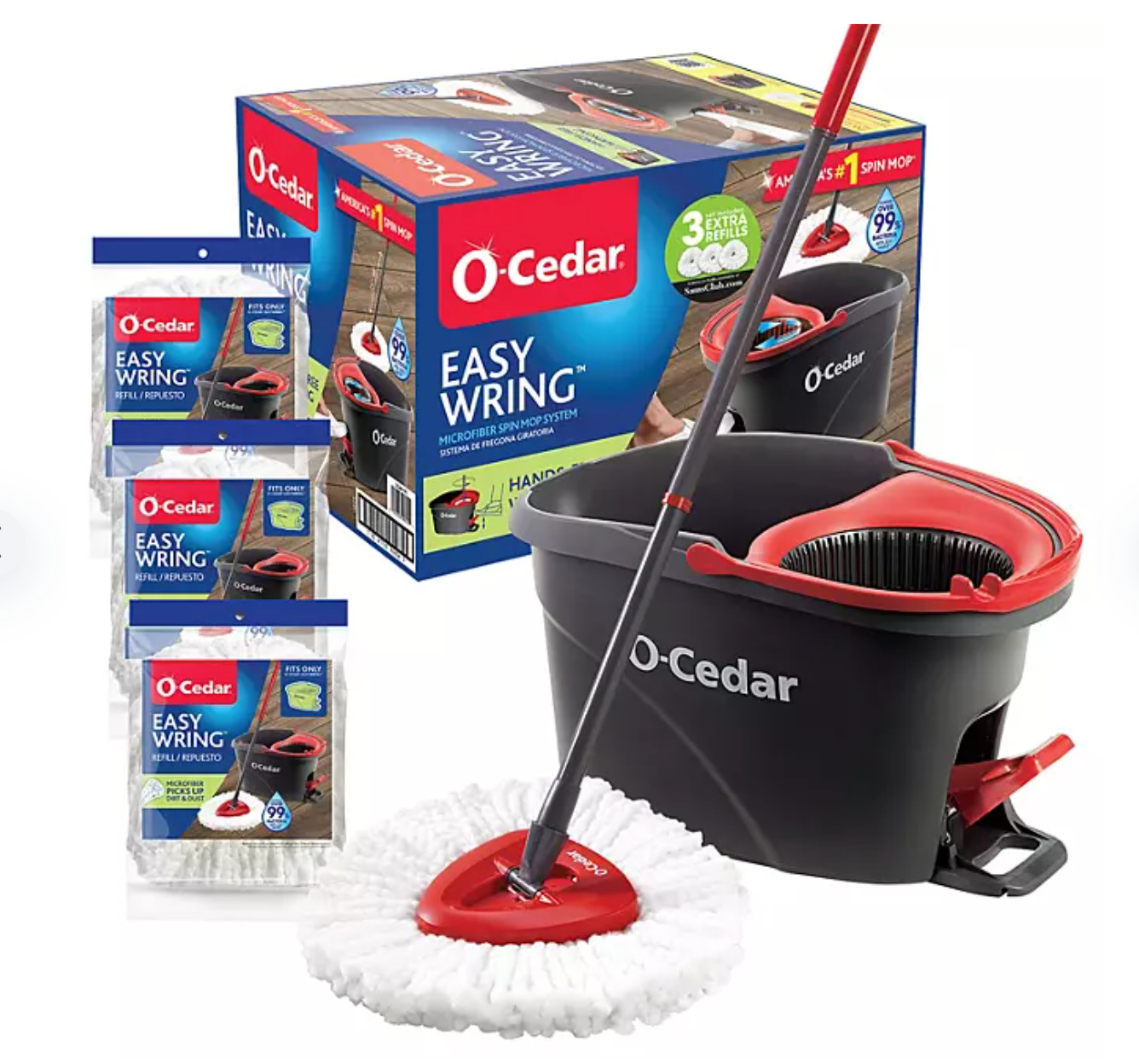O-Cedar EasyWring Spin Mop & Bucket System with 3 Extra Refills *FREE SHIPPING* gallery