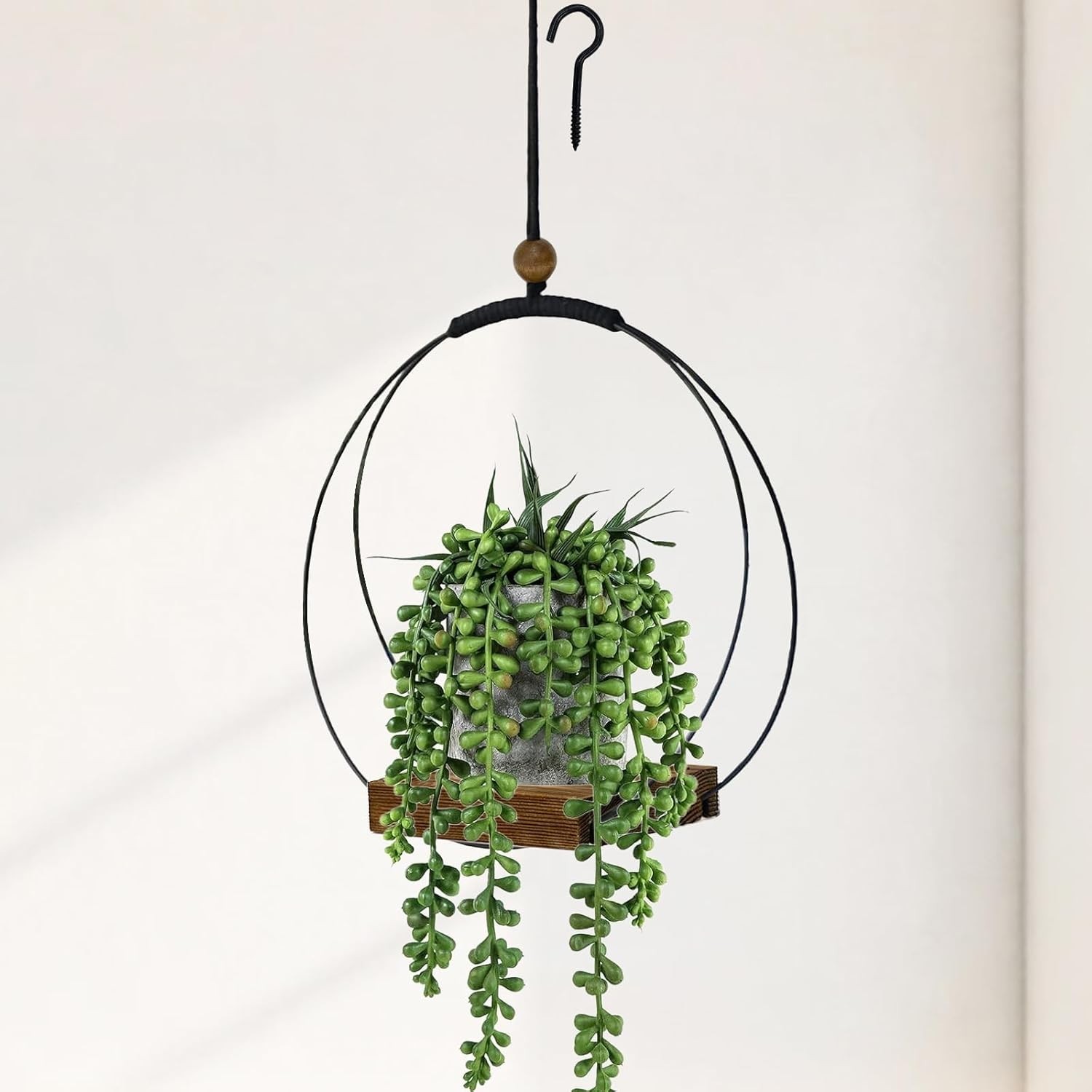 Hanging Planter For Indoor Plants Outdoor Hanger Mid Century Black Metal 1 Pack gallery