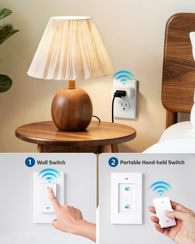 DEWENWILS Remote Control Outlet Wireless Wall Mounted Light Switch Plug in gallery