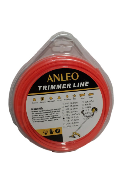 Anleo Force String Trimmer Line 1 lb. spool 120 in. SQUARE, Orange