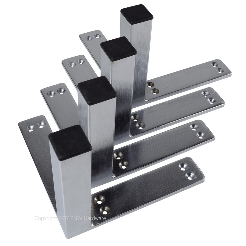 5” Sofa Couch Foot, Modern Square Corner Furniture Leg, Heavy Duty Brushed Steel gallery