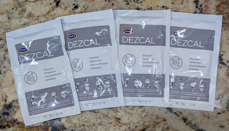 URNEX DEZCAL COFFEE & ESPRESSO MACHINE DESCALER - 4 SINGLE-USE 1-oz. PACKETS gallery