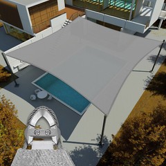 12ft Shade Sail Rectangle Gray Sun Canopy Cover with Steel Wire Garden Outdoor