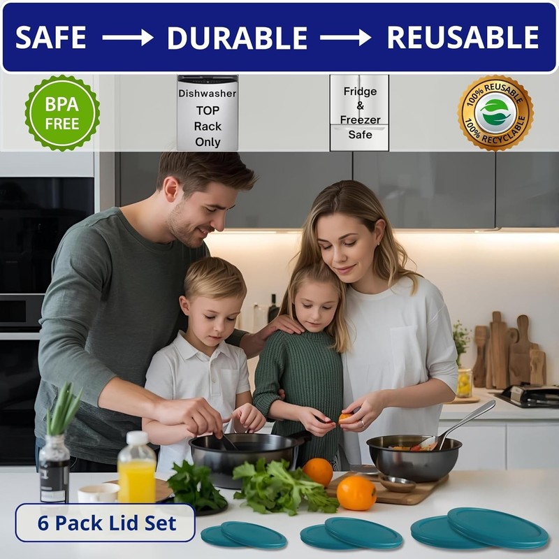 Food Storage Lids Replacement Set for Pyrex Anchor Hocking 6 Pack gallery