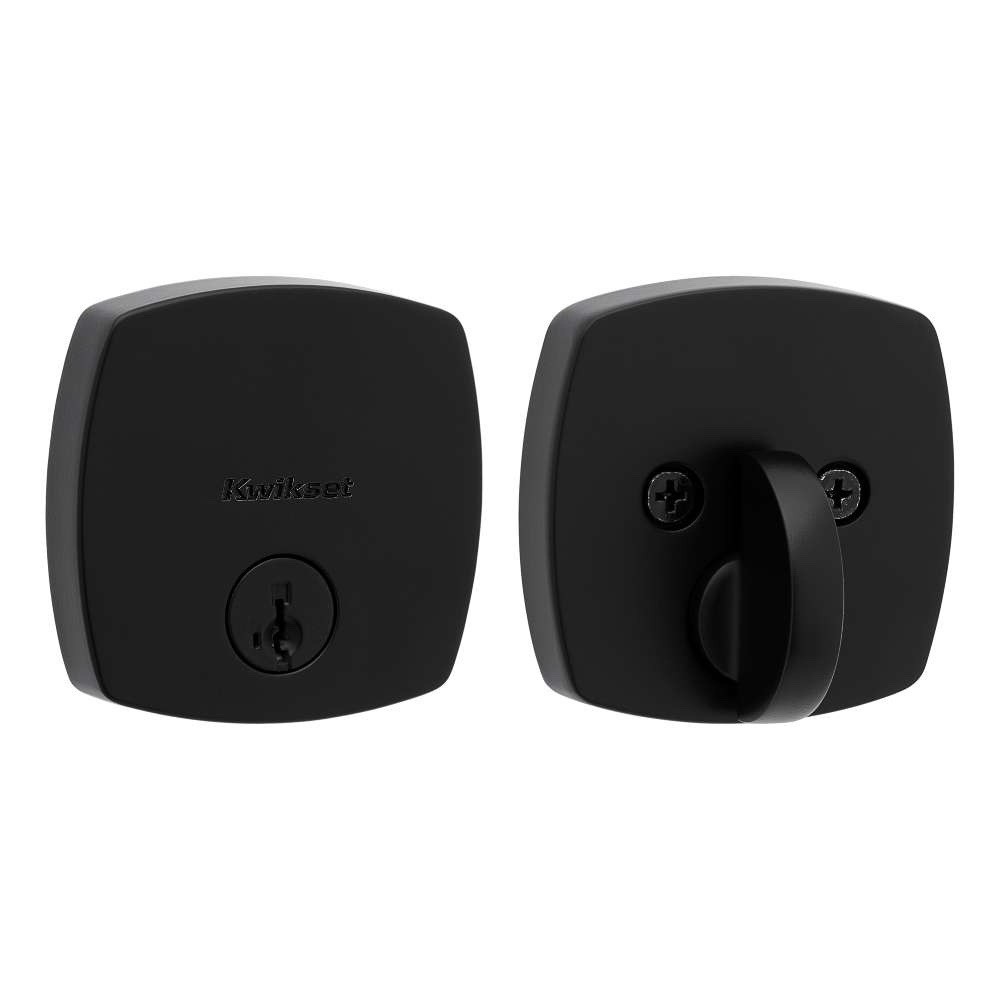 Kwikset Midtown Modern Exterior Keyed Front Entry Deadbolt Lock Matte Black NEW gallery