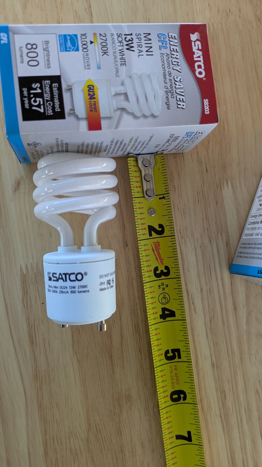 3 PACK Satco S8203 13W 2 Pin GU24 Base Mini Spiral CFL Light Bulb Soft White gallery