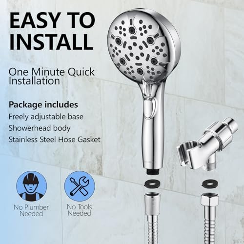 Shower Head with Handheld, 9-Setting High Pressure Shower head with Silver gallery