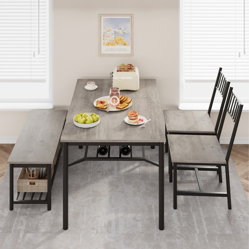 Dining Table Set for 4,Kitchen Table with 2 Chairs & Storage Bench for Apartment gallery