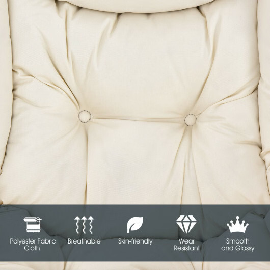 Modern Polyester Fabric Lazy Chair with Steel Frame and Side Pocket-Beige - Colo gallery