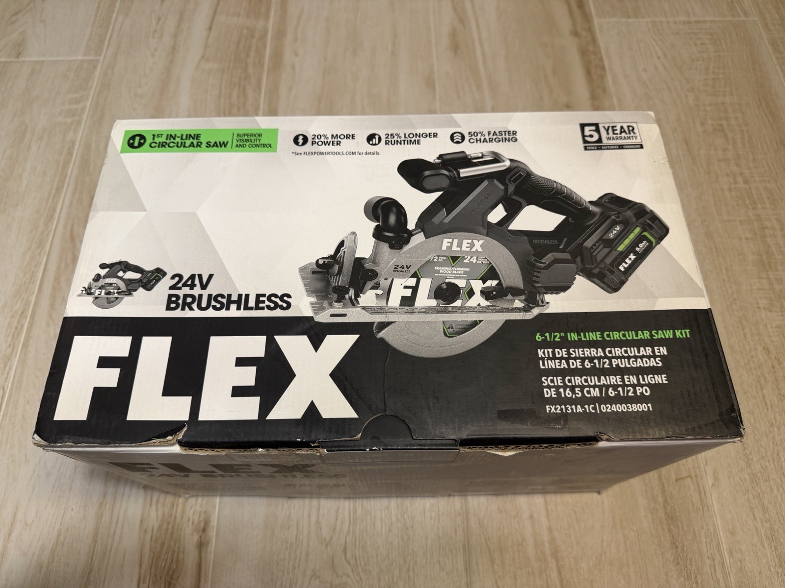 NEW FLEX 24V Brushless Cordless 6.5" In-Line Circular Saw Kit w/Fast Charger/5Ah gallery
