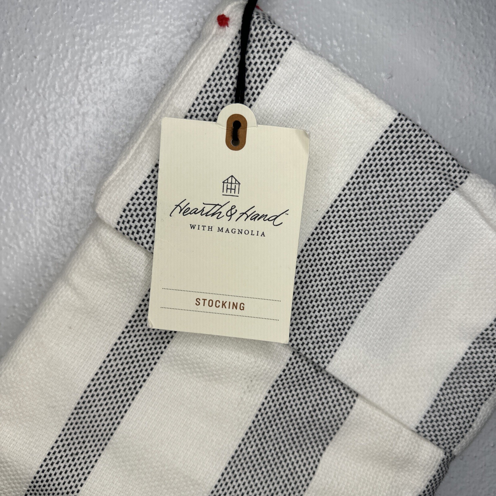 Hearth & Hand With Magnolia Christmas Stocking White/cream & Grey Stripes gallery