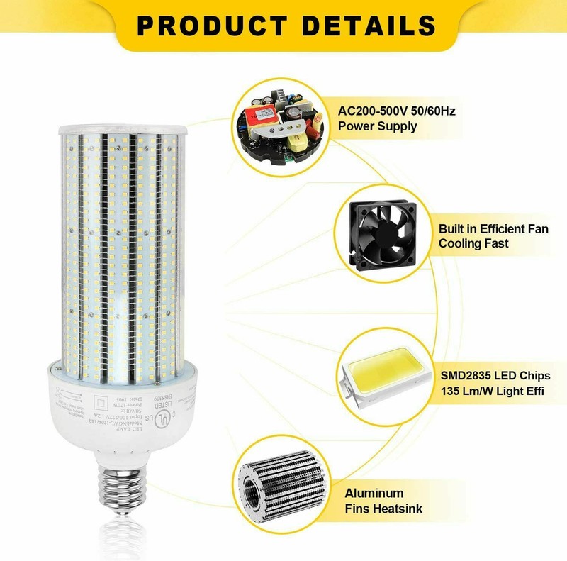 120W LED Corn Cob Bulb Lights E39 Retrofit 400W HID Street Lights 6000K High Bay gallery