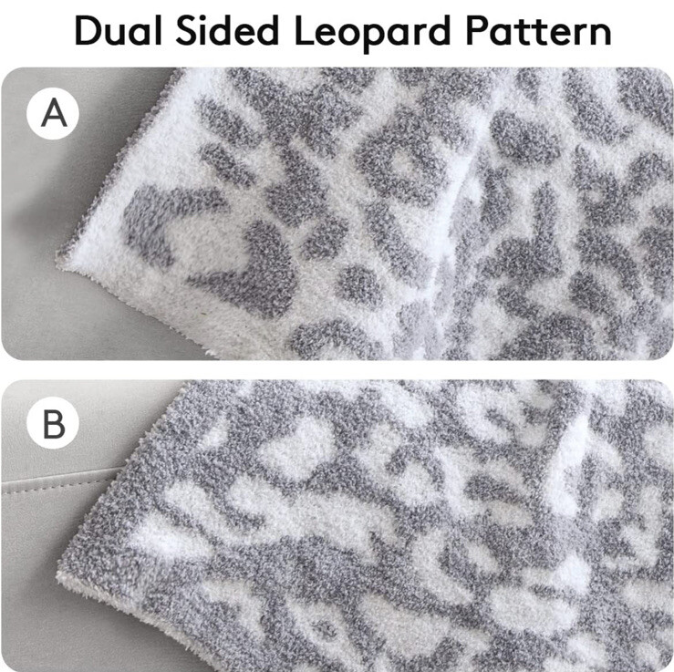 Large Soft Micro Plush Leopard Blanket (51x63 inches, White Grey) gallery
