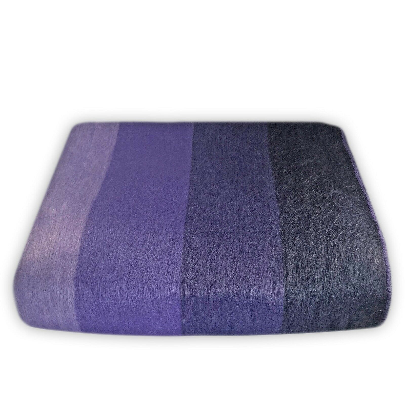 SOFT & WARM PURPLE VIOLET STRIPED ALPACA LLAMA WOOL BLANKET PLAID 90"x65" QUEEN gallery