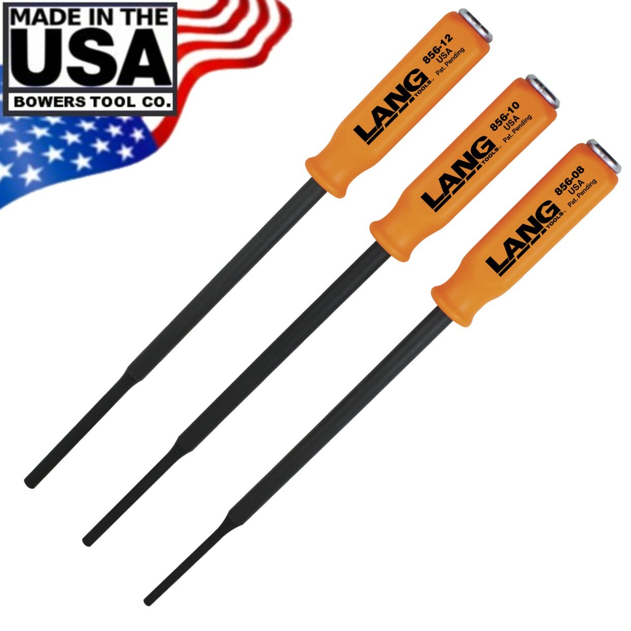 Lang Extra Long Pin Punch Set 16" Length 1/4" 5/16" 3/8" Strike Cap Handle USA gallery