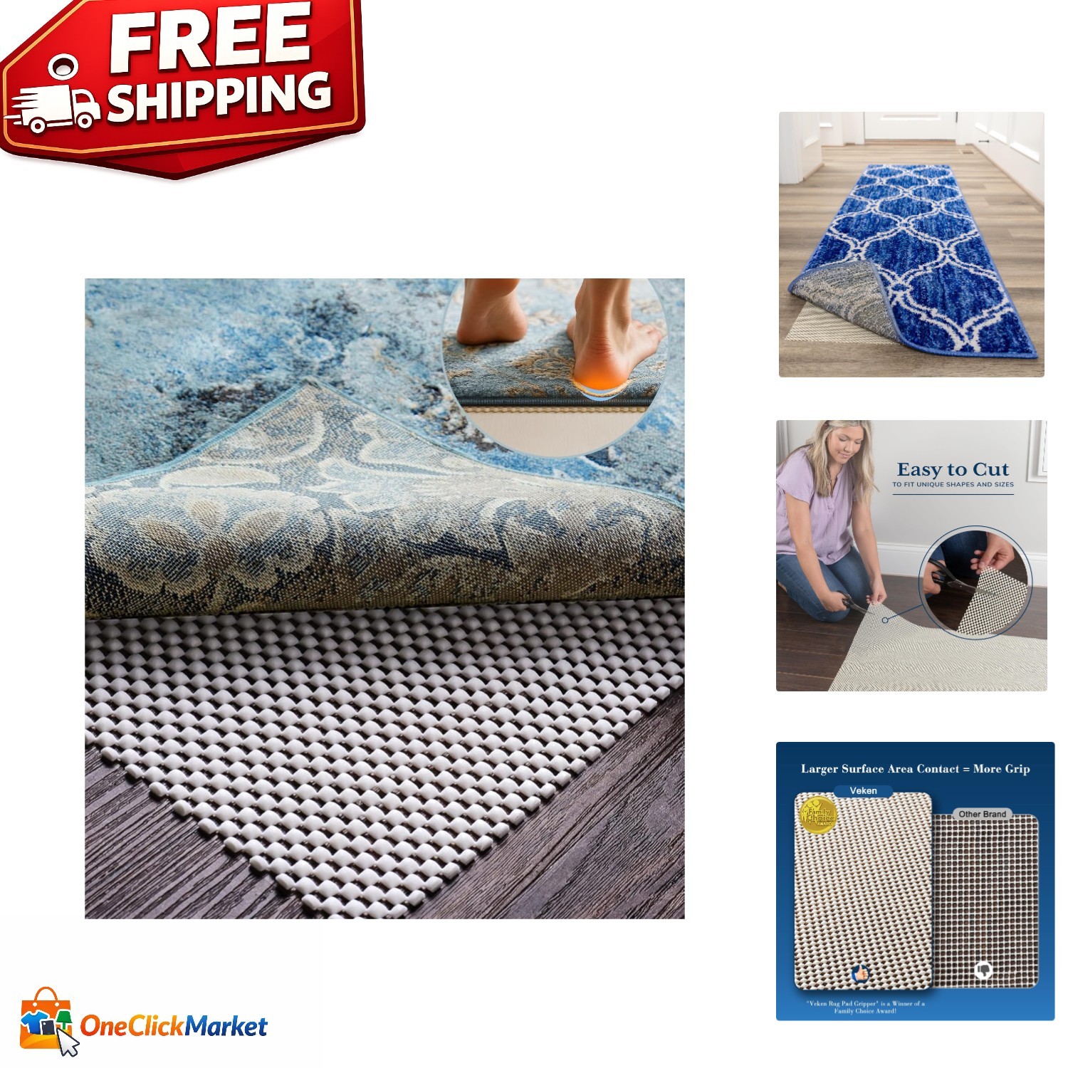 Rug Pad Gripper 2.5x10 Ft - Non-Slip Support for Rugs & Cushions gallery