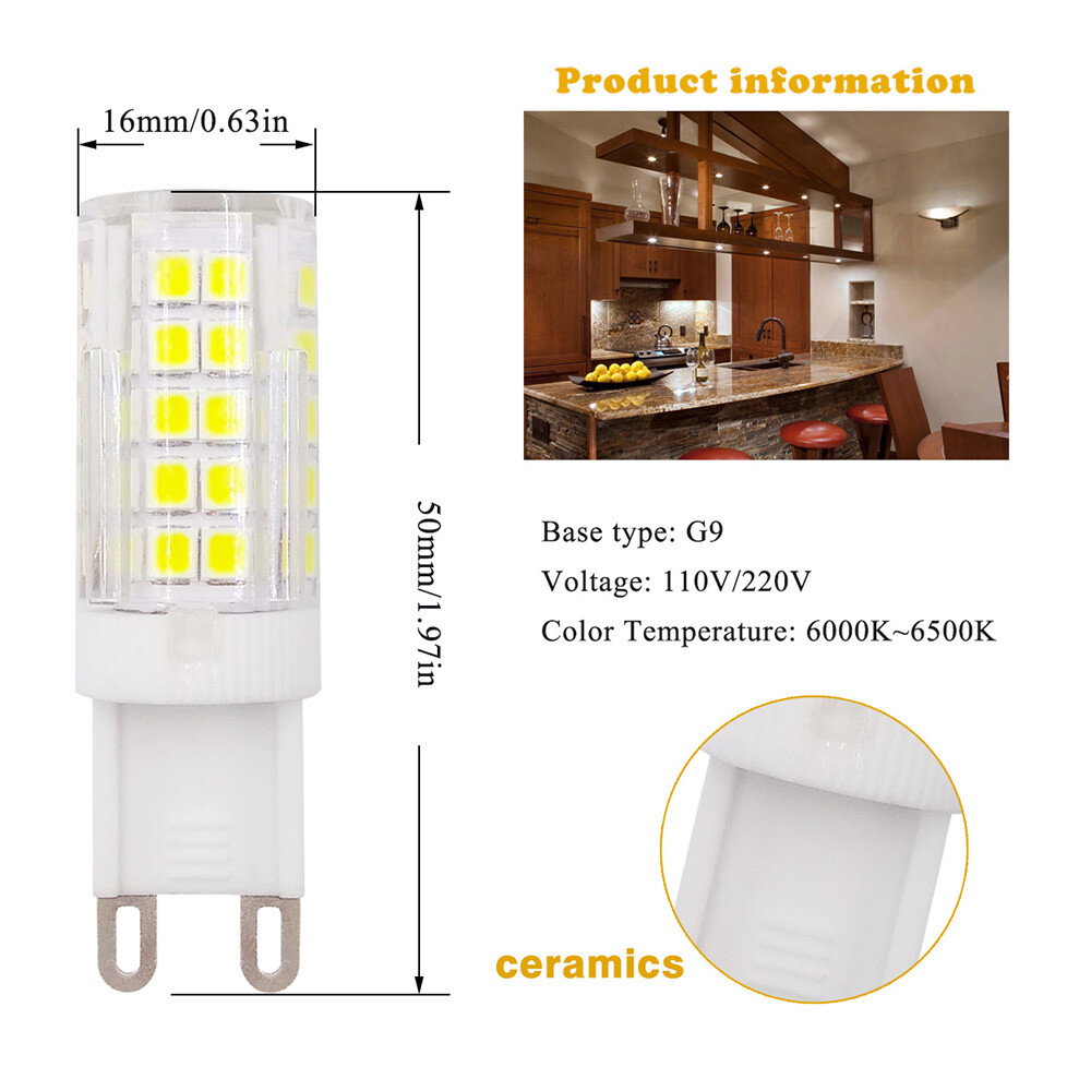 5pcs G9 LED Light Bulb 64-2835SMD Lamp Ceramics Lights 5W 110V 120V White/Warm H gallery