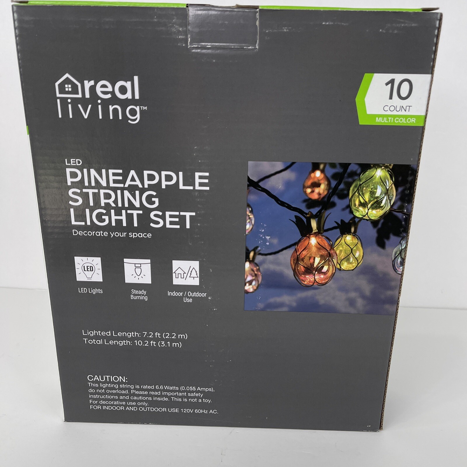 Real Living LED Pineapple String Lights Multicolor 10CT Indoor Outdoor 7.2 Ft gallery