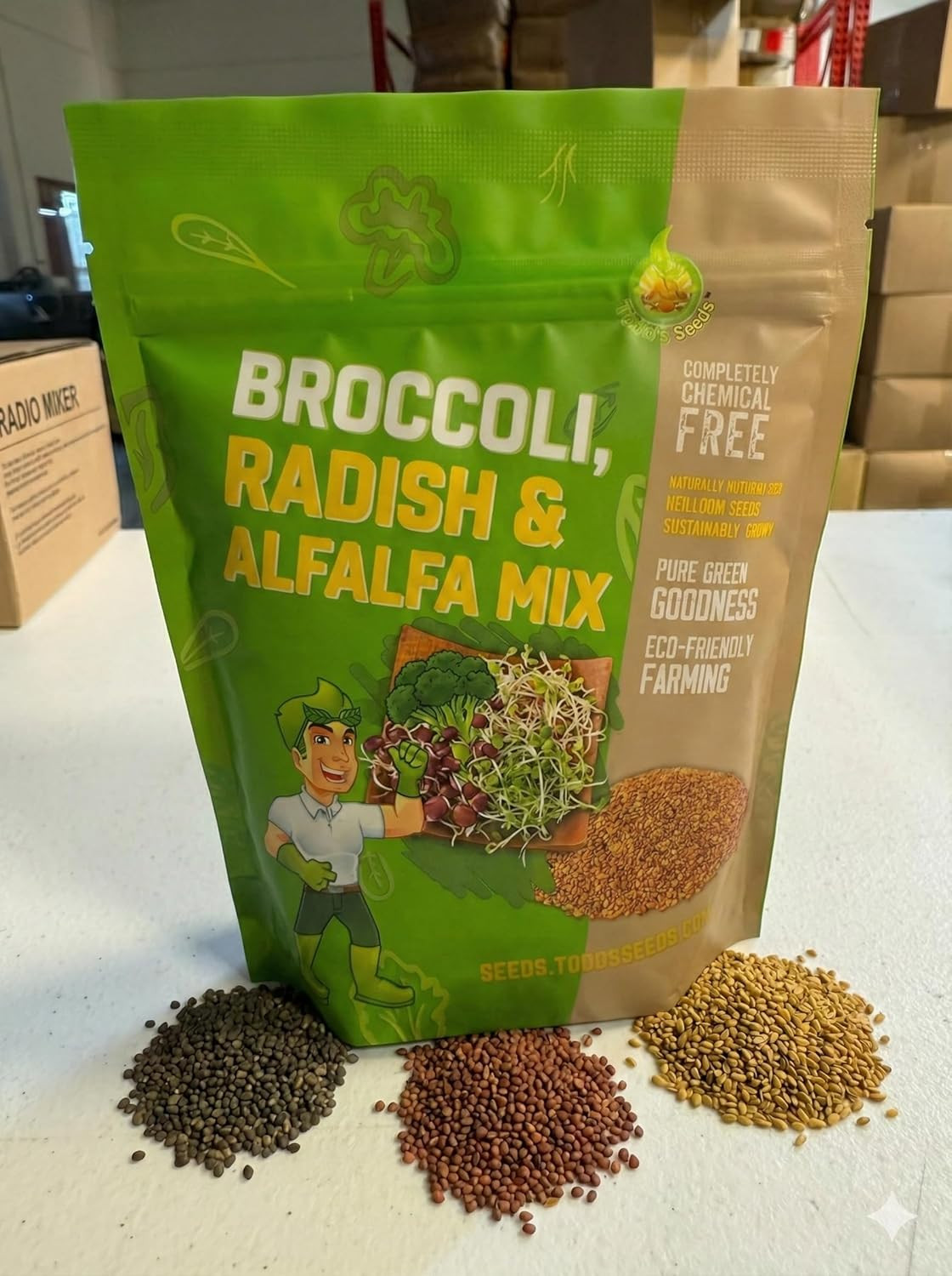 Todd's Seeds Sprouting Seed Mix; Broccoli, Radish, Alfalfa, Non-GMO 1/4 Pound gallery