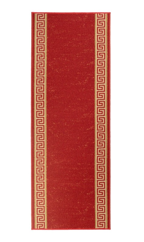 Custom Size Low Profile Loop Pile Meander Greek Key RED Desing Runner Rug Carpet gallery