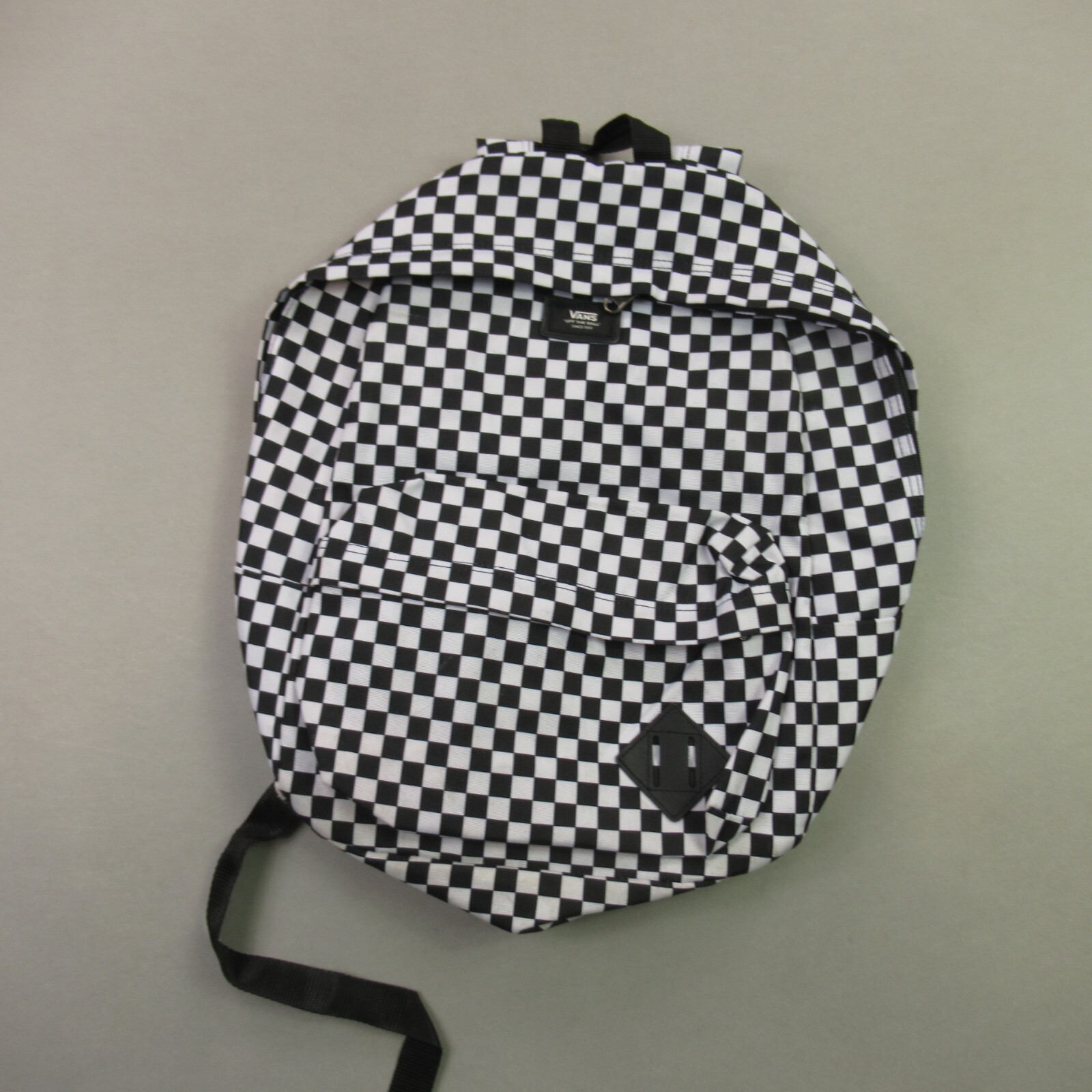 Vans Backpack Black Zip Pockets Gym Plaid