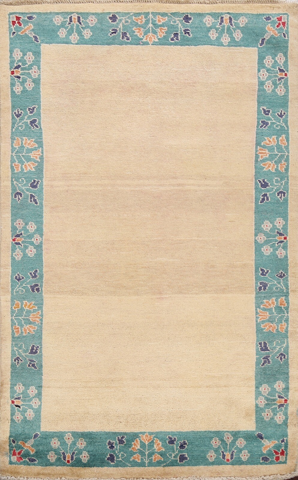 IVORY Bordered Gabbeh Kashkoli Oriental Area Rug Hand-knotted Wool Carpet 3'x5' gallery
